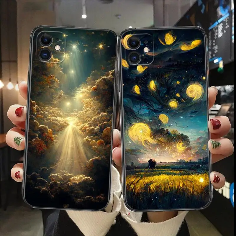 

Renaissance Art Painting Black TPU Phone Case for IPhone 13 12 11 14 Pro Max Mini XR X XS Max 8Plus 7plus 6 6S New Phone Cover