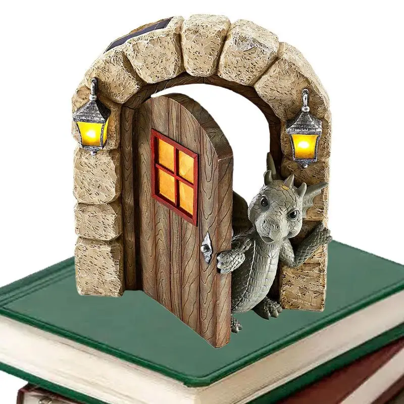 

Little Dragon Dinosaur Meditation Reading Book Sculpture Figure Garden Home Decor Resin Ornament