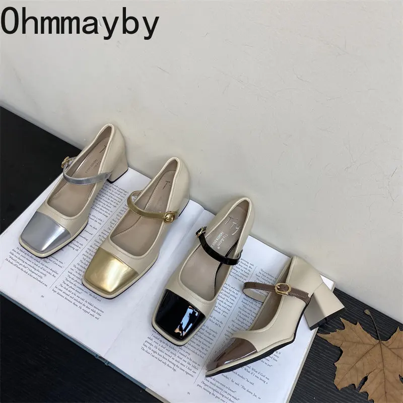 

Женские туфли-лодочки на толстом высоком каблуке