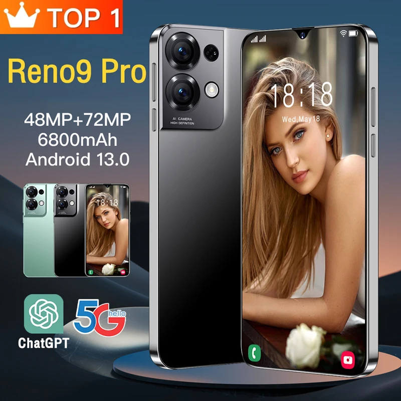 

Новинка 2023, смартфон Reno9 Pro, телефон, телефон, Android 6,8 дюймов, HD, полный экран, 16 ГБ + 1 ТБ, мобильный телефон с двумя SIM-картами, сотовый телефон