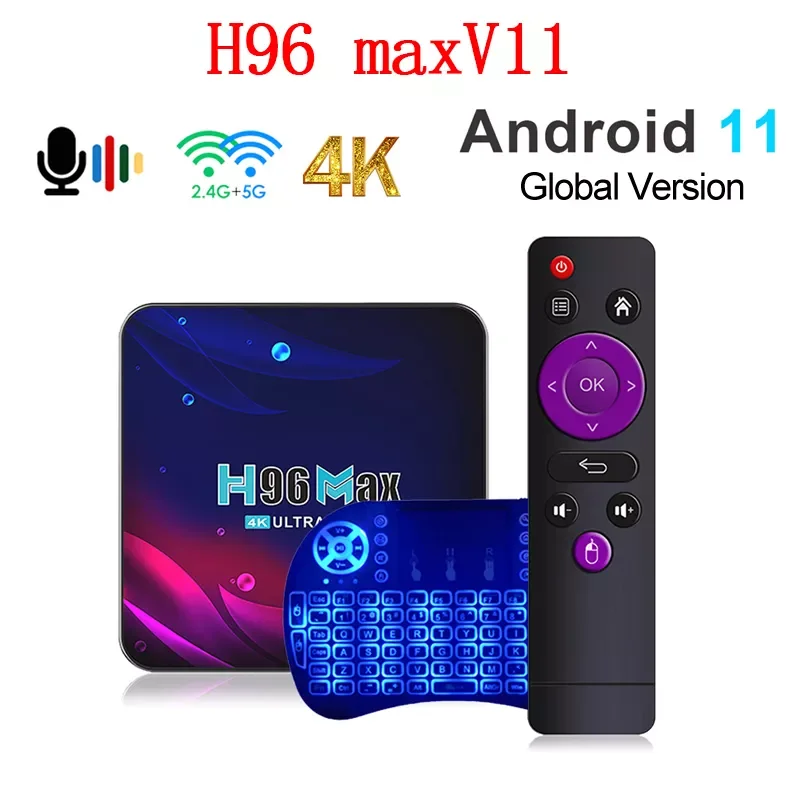 

Приставка Смарт-ТВ Max V11, Android 11, 2 + 16/4/32/64 ГБ, 2,4/5,8 ГГц, Wi-Fi