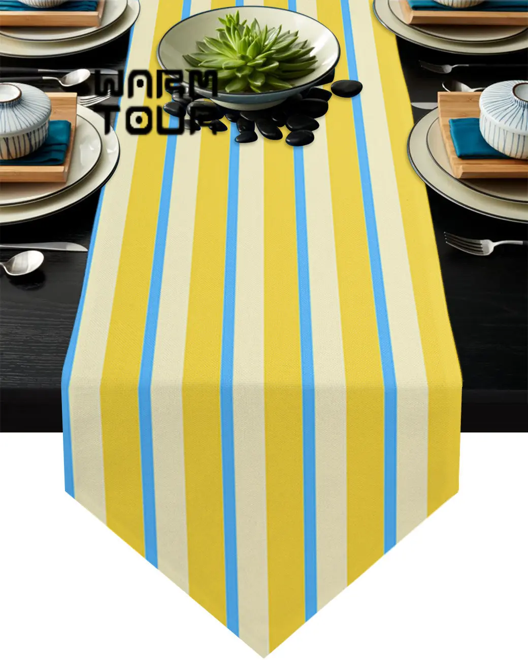 

Желтые синие полосы настольная дорожка кухонный обеденный стол декор свадебный стол Декоративная скатерть и подставки