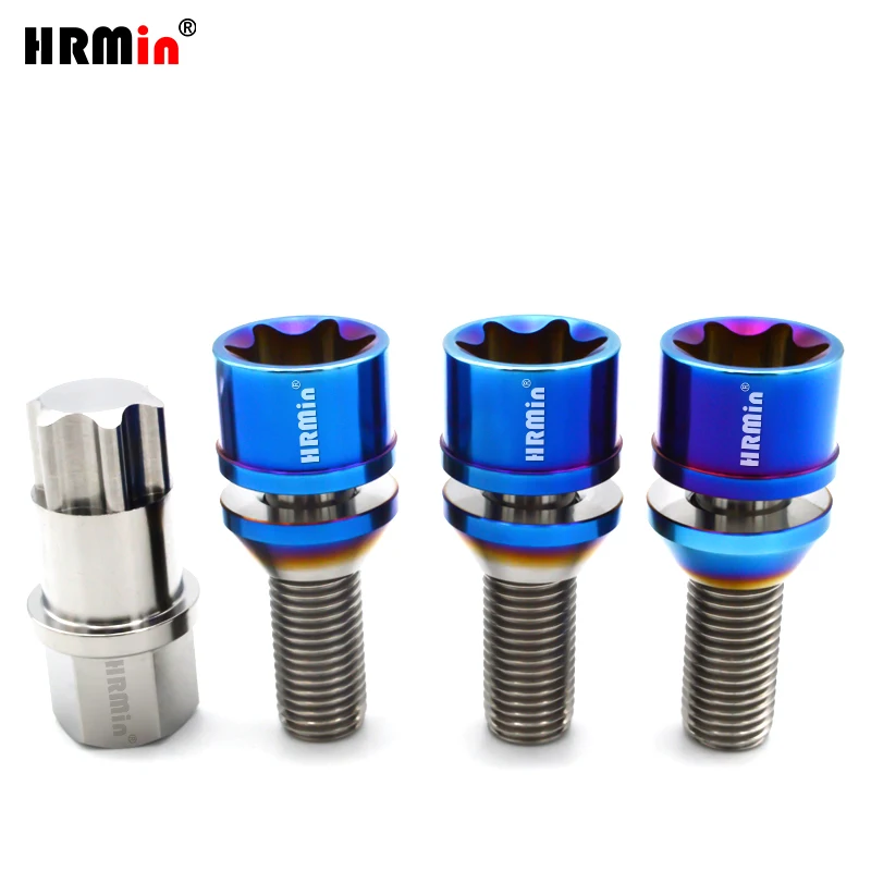 Фото Титановый колесный болт HRMin Gr5 M14x1.25x28/30/35/45мм M12x1.5x28-45 для BMW, Mini, Toyota или старых моделей BMW, с конической шайбой в комплекте. №1