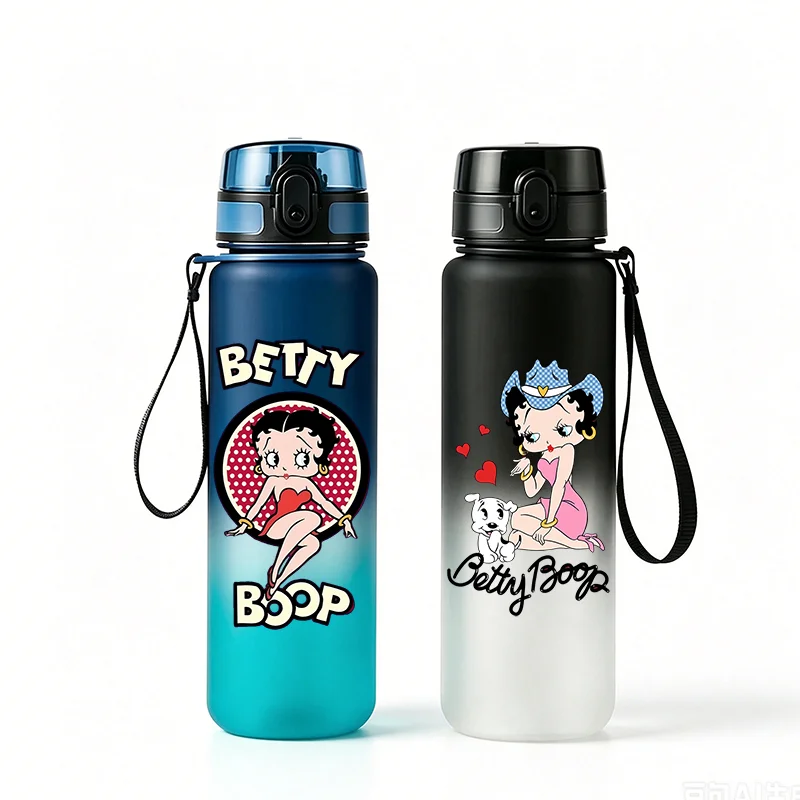 Фото Бутылка для воды Betty Boop Cartoon, 650 мл, градиентная, спортивная, портативная, для активного отдыха, подарки на праздники и фестивали №1