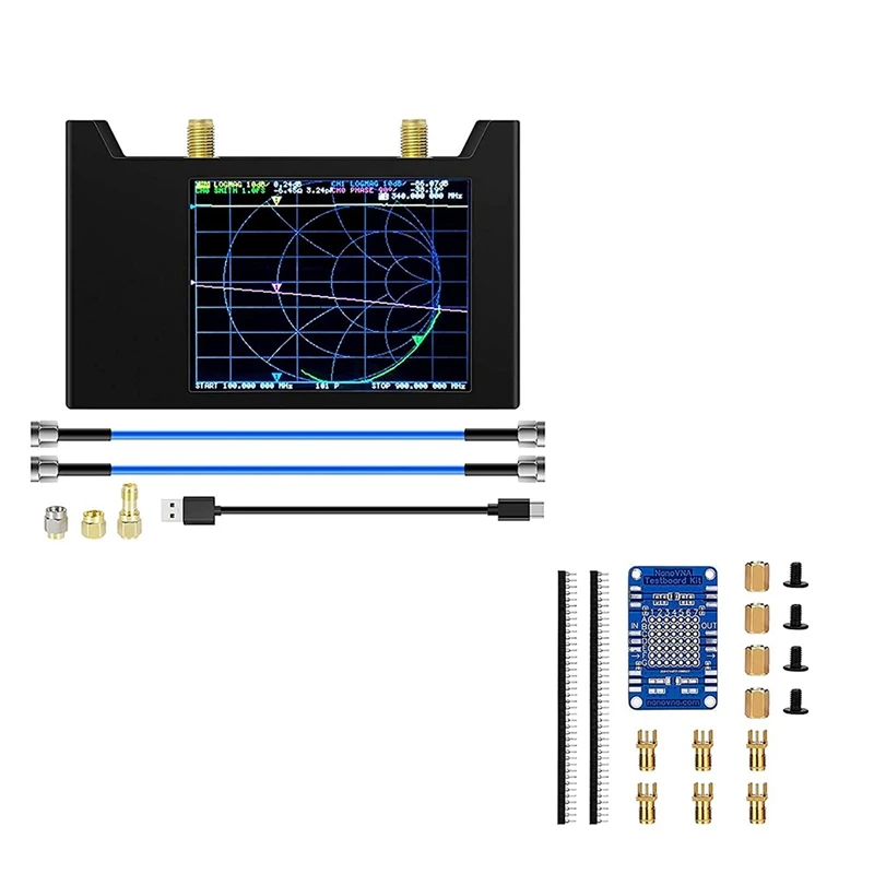 

NanoVNA SAA-V2 Vector Network Analyzer 50KHz -3GHz with 1950MAh Aluminum Case +Nanovna Testboard Kit Network Analysis