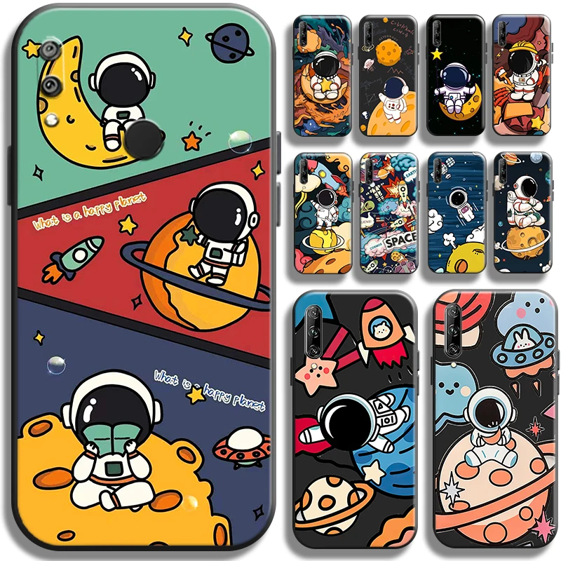 

Cartoon Astronaut Space Phone Case For Huawei Y9 Prime Y9 2019 Y9A Y8S Y8P Y7 Y7P Y6 Y6P Liquid Silicon Full Protection Cover