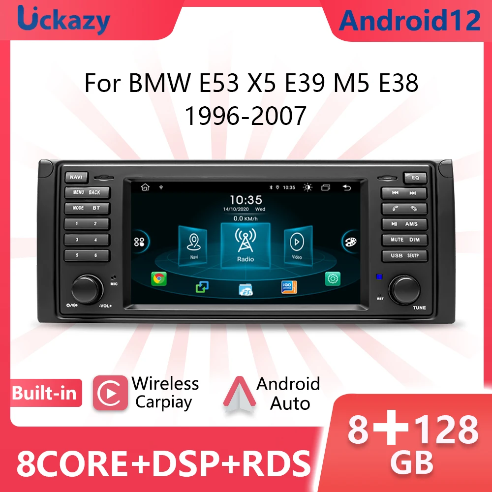 

Автомобильный мультимедийный плеер 8 ядер Android 12 для BMW X5 11 E53 E39 M5 1996-2003 стерео аудио навигация GPS 4G DSP беспроводной carplay