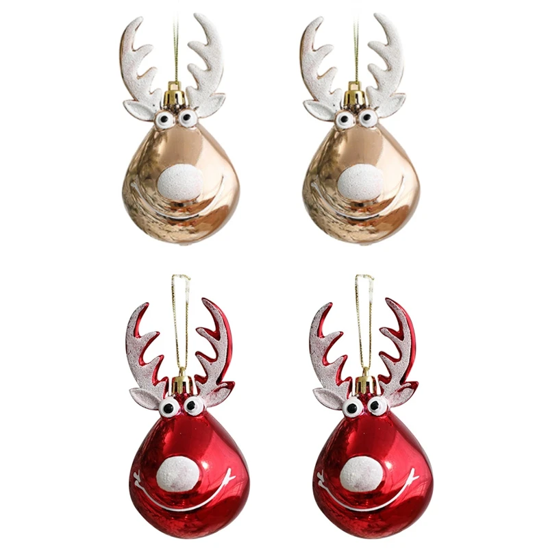 

4Pcs Christmas Decorations Elk Scene Layout Decorations Christmas Tree Ornaments Plastic Ceiling Pendants Hanging Ball