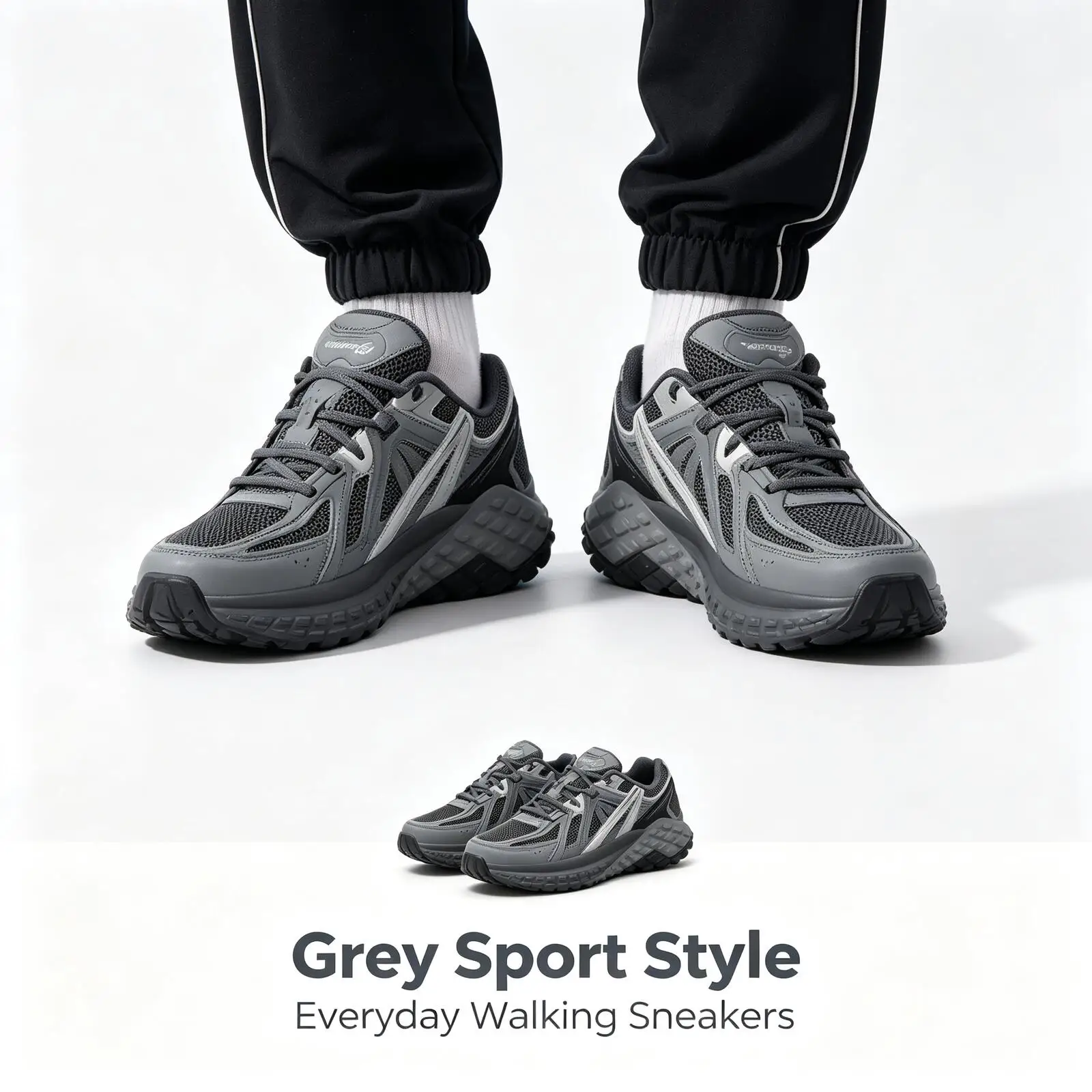 Фото Мужские кроссовки Skechers GO RUN с дышащей сеткой, противоскользящей подошвой и пеной с эффектом памяти, легкие и удобные, цвет угольно-серый 232742-CCGY №1