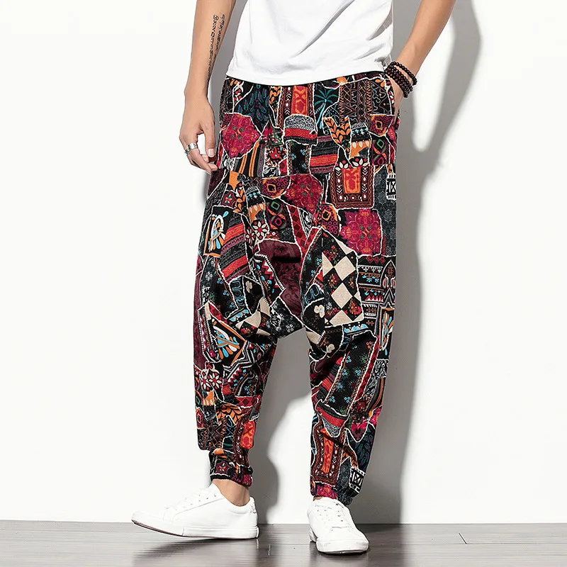 

2022New Printed Men's Fashion Trendy Casual Pants Loose Personality Baggy Pants Harem Pants Men's Loose Casual Pants Sports Pant