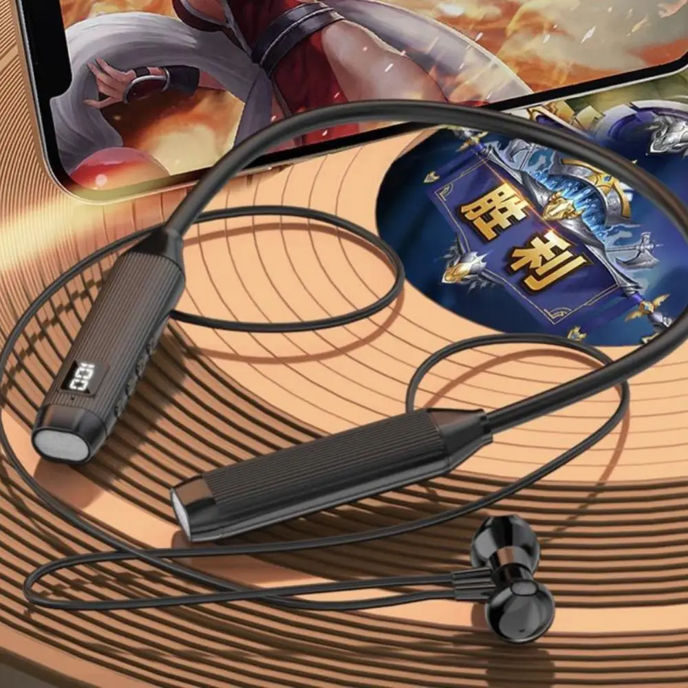 

Digital Display Headset Long Battery Life Stereo Neck-mounted Headphones 600mah Sports Game Earphones TWS Earbuds