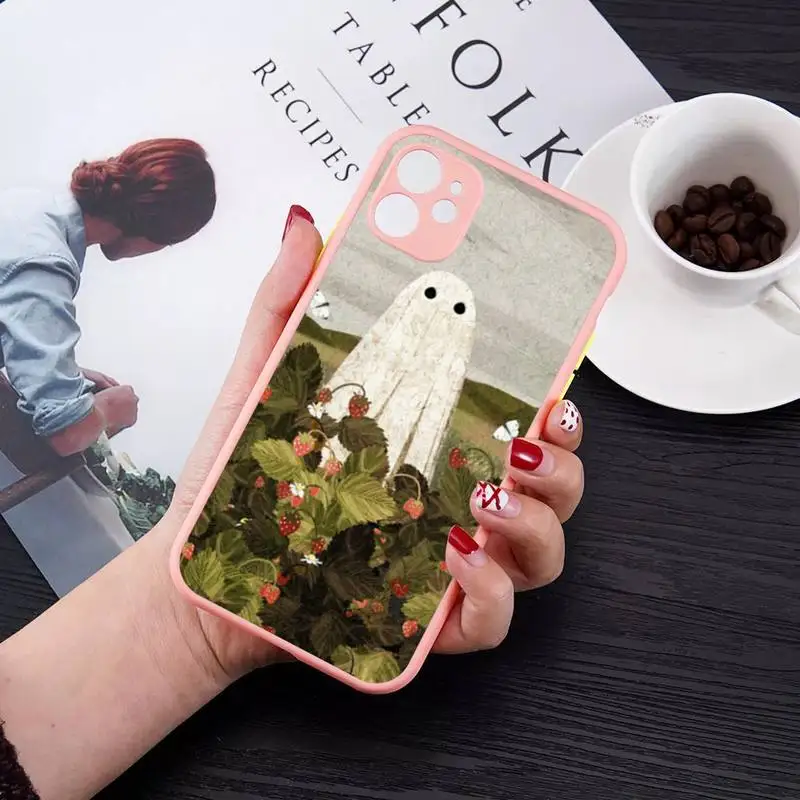 Cute Ghost Phone Case for iPhone 14 11 12 13 Mini Pro Max 8 7 Plus X XR XS MAX Translucent Matte Cover