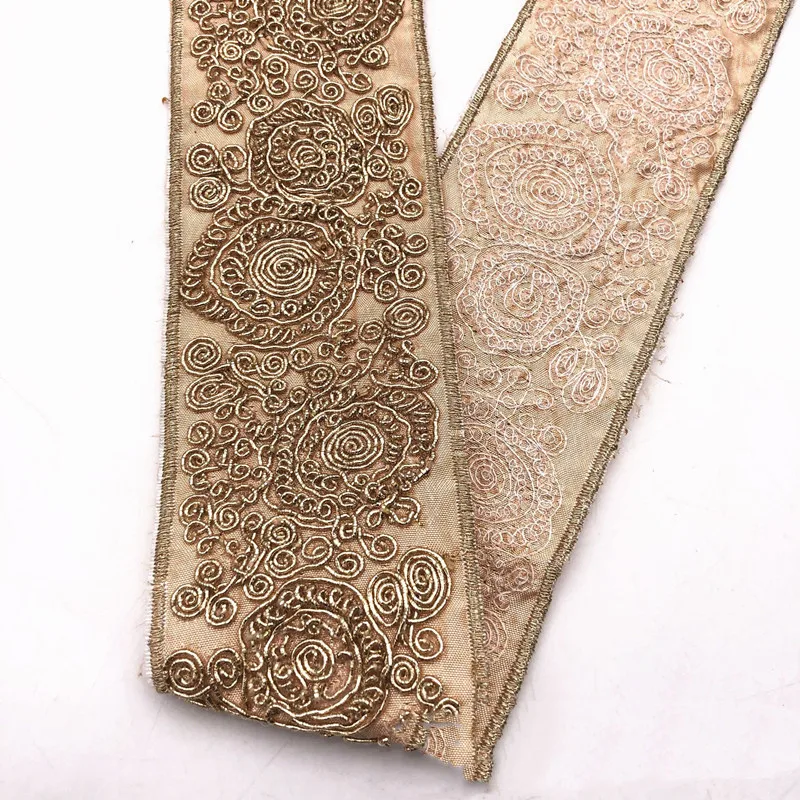 1 ярд вышитая кружевная ткань Золотая лента сделай сам ремесла одежда швейные