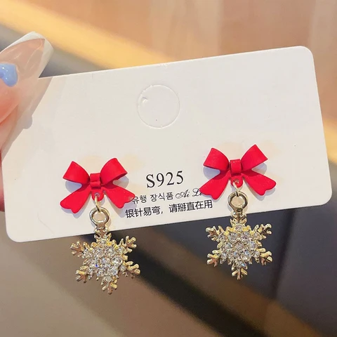 Металлические серьги-капельки Guangtuo со снежинками