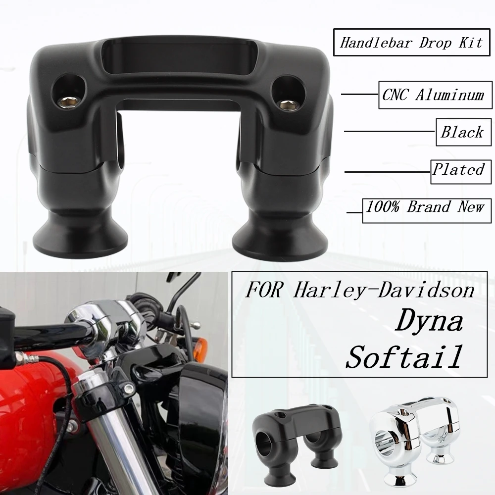 

FOR Harley Davidson Dyna Handlebar Riser Softail Fat Boy Fat Bob Touring Road King Motorcycle Drop Kit Aluminum Black Plating