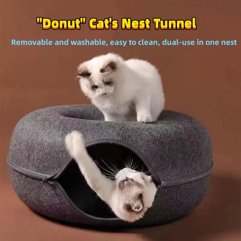 Funny Doughnut Cat Nest Multiple Cats Can Interact Here Cat Tunnel to Meet the Cat's Game Hide the Cat Tunnel Nest of Nature