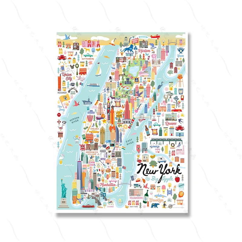 

Карта Нью-Йорка Манхэттен канвас