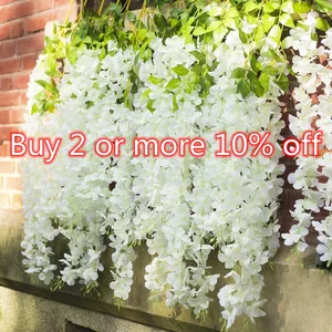12pcs wisteria artificial flowers hanging garland vine rattan fake flower string silk flowers for home garden wedding decoration free global shipping