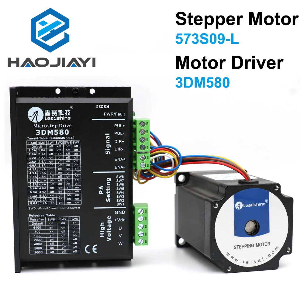 Трехфазный шаговый двигатель Leadshine 573S09-L-18/573S15-L-18 + шаговый Драйвер 3DM580 для лазерного гравировального станка CO2