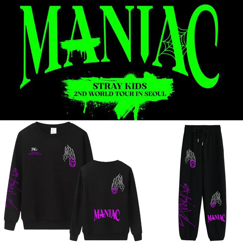 

Korean Fashion K POP KPOP StrayKids MANIAC K-POP Tracksuits Men/Women Hoodie Sweatshirts and Pants Harajuku Sweatpants Clothes