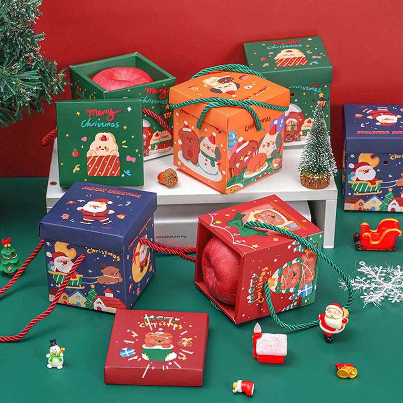 

1Pcs Christmas Apple Gift Box Cookies Favor Candy Box Xmas Packaging Bag Merry Christmas New Year Party Wrapping Gift Boxes