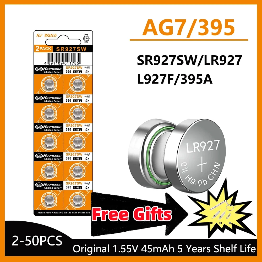 Щелочная батарея AG7 большой емкости 5-50 шт. 1 5 В LR927 LR57 SR927W 399 GR927 G7 Часы Игрушки
