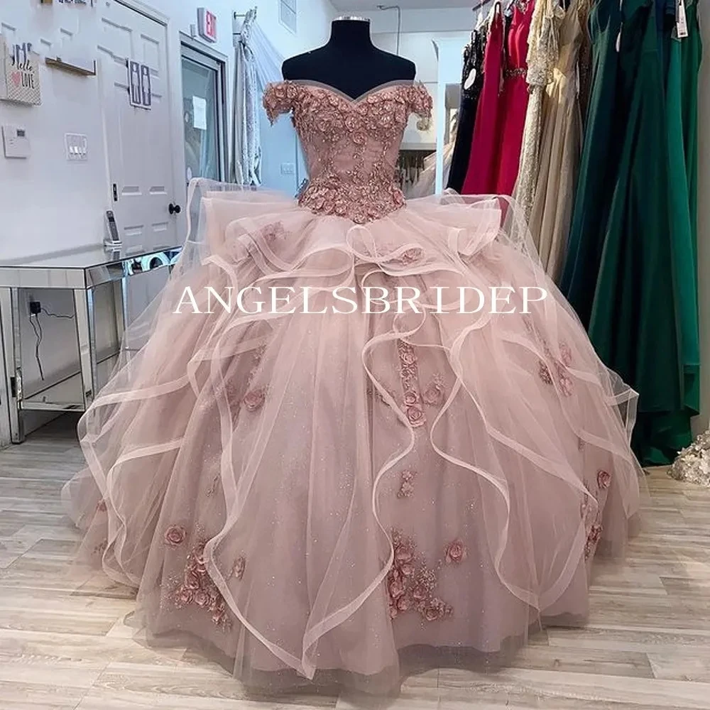 

Angelsbridep Ball Gown Quinceanera Dresses Off Shoulder Tiered 2023 Princess Vestido De 15 Anos Sweet 16 Party Dresses