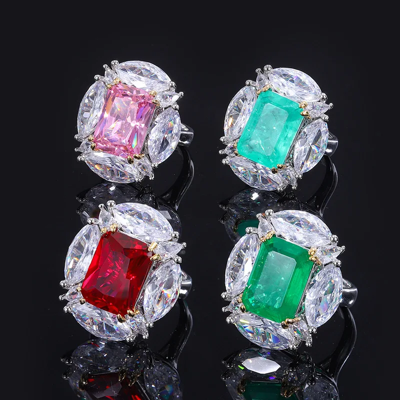 

Sparkling Paraiba Tourmaline S925 Silver Rings for Women Wedding Engagement Party Noble Female Rings Anniversary Gift Jewelry