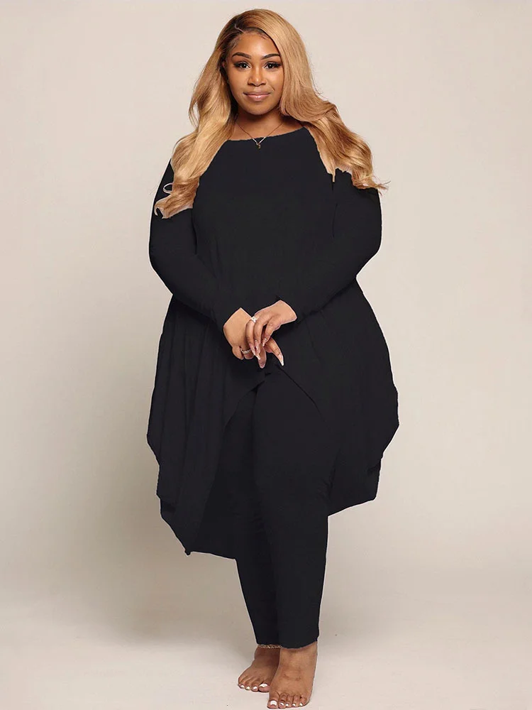 Plus Size Two Piece Sets Womens Outifits T-shirts with Leggings Pants Lady Curvy Large Size Suit Wholesale Bu 3xl 4xl 5xl 6xl