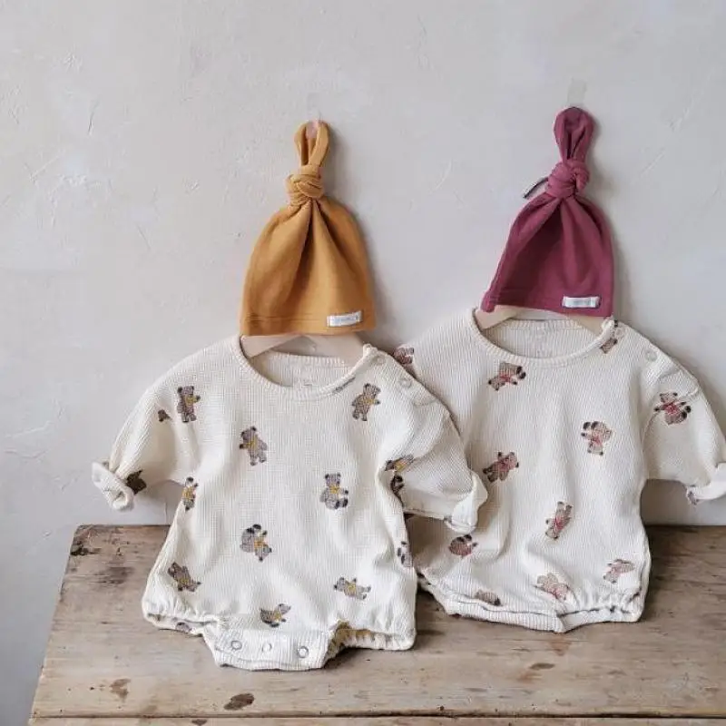 

Детское весеннее боди с вафельным принтом, с длинным рукавом