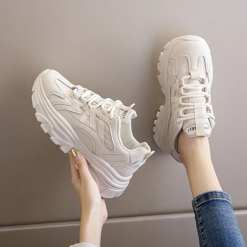 

Thick-soled Daddy Shoes Women's Ins Tide 2022 New Women's Shoes Niche Hong Kong Style White Casual Sneakers Off White Shoes