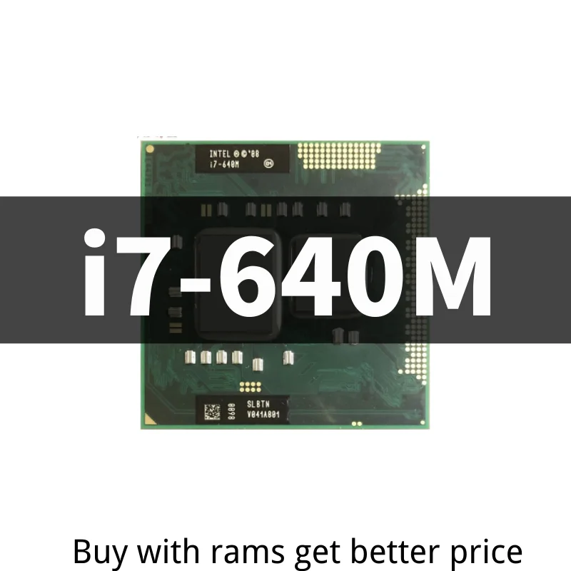 

Core i7-640M i7 640M SLBTN 2.8 GHz Dual-Core Quad-Thread CPU Processor 4W 35W Socket G1 / rPGA988A