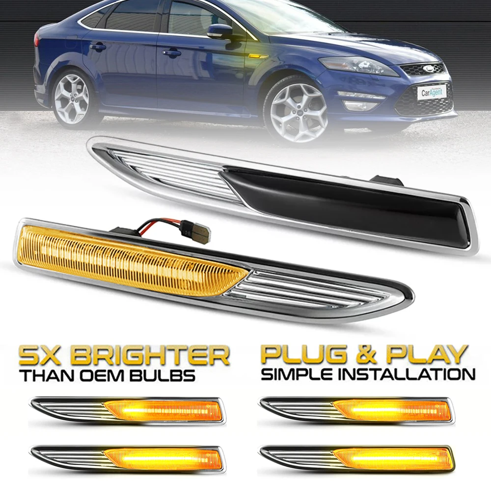 

Светодиодсветодиодный динамические боковые габаритные огни, поворотный сигнал, последовательные огни для Ford Mondeo 4 Mk4 BA7 03,2007-01,2015 #7S7113K354, 2 шт.