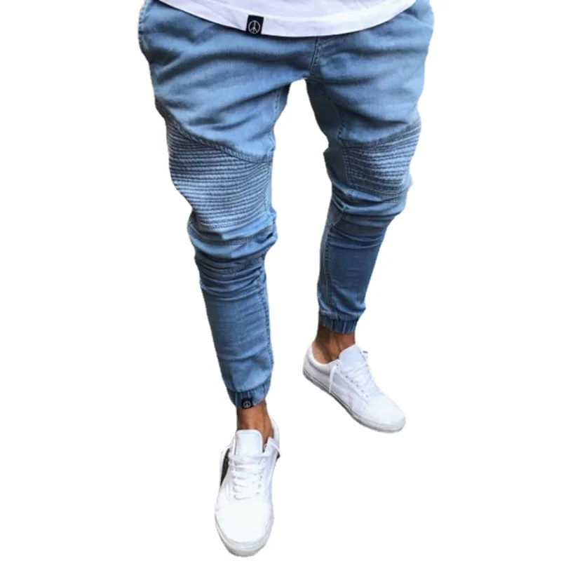 Y2k Spring Autumn New Men's Trend Jeans Casual Fashion Solid Color Skinny Jeans High Waist Micro Elastic Pencil Pants