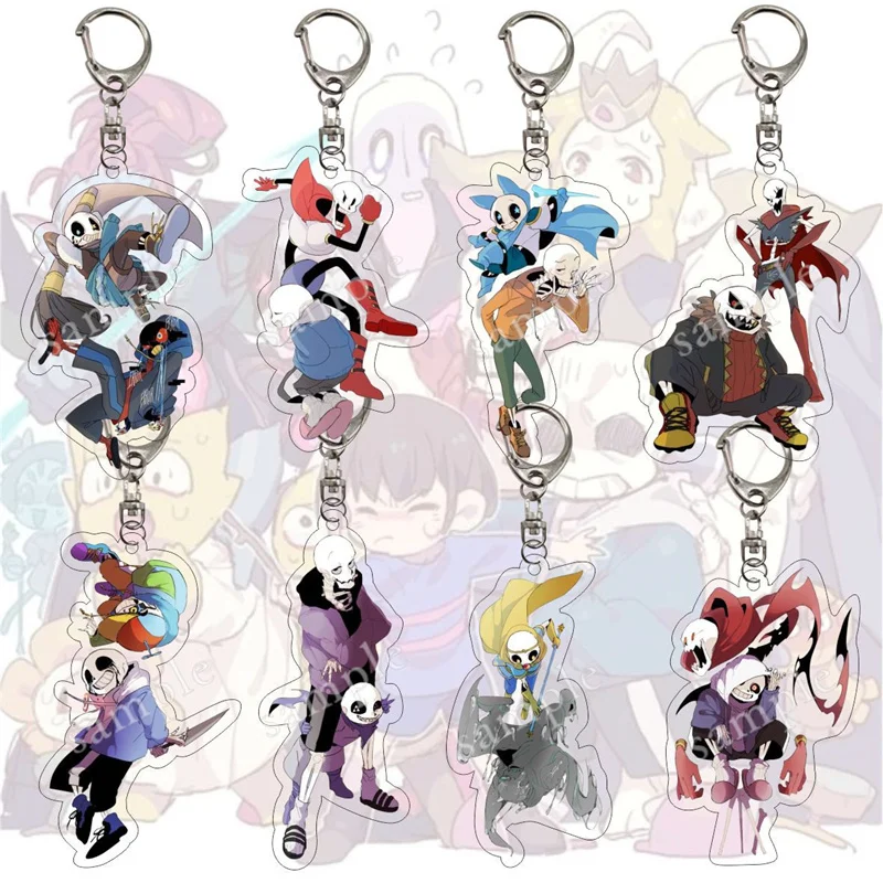 

Anime Undertale Sans Cosplay Keyrings Acrylic Figure Papyrus Frisk Keychains Funny Bags Key Chain Pendant Decoration Fans Gift