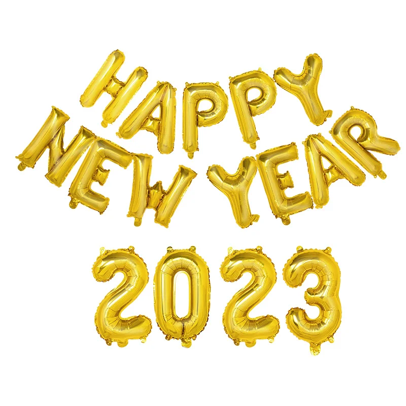 

16pcs 2023 Happy New Year Decoration Balloons Gold Silver Letter Alphabet Foil Ballons New Year Eve Party Decorations Air Globos