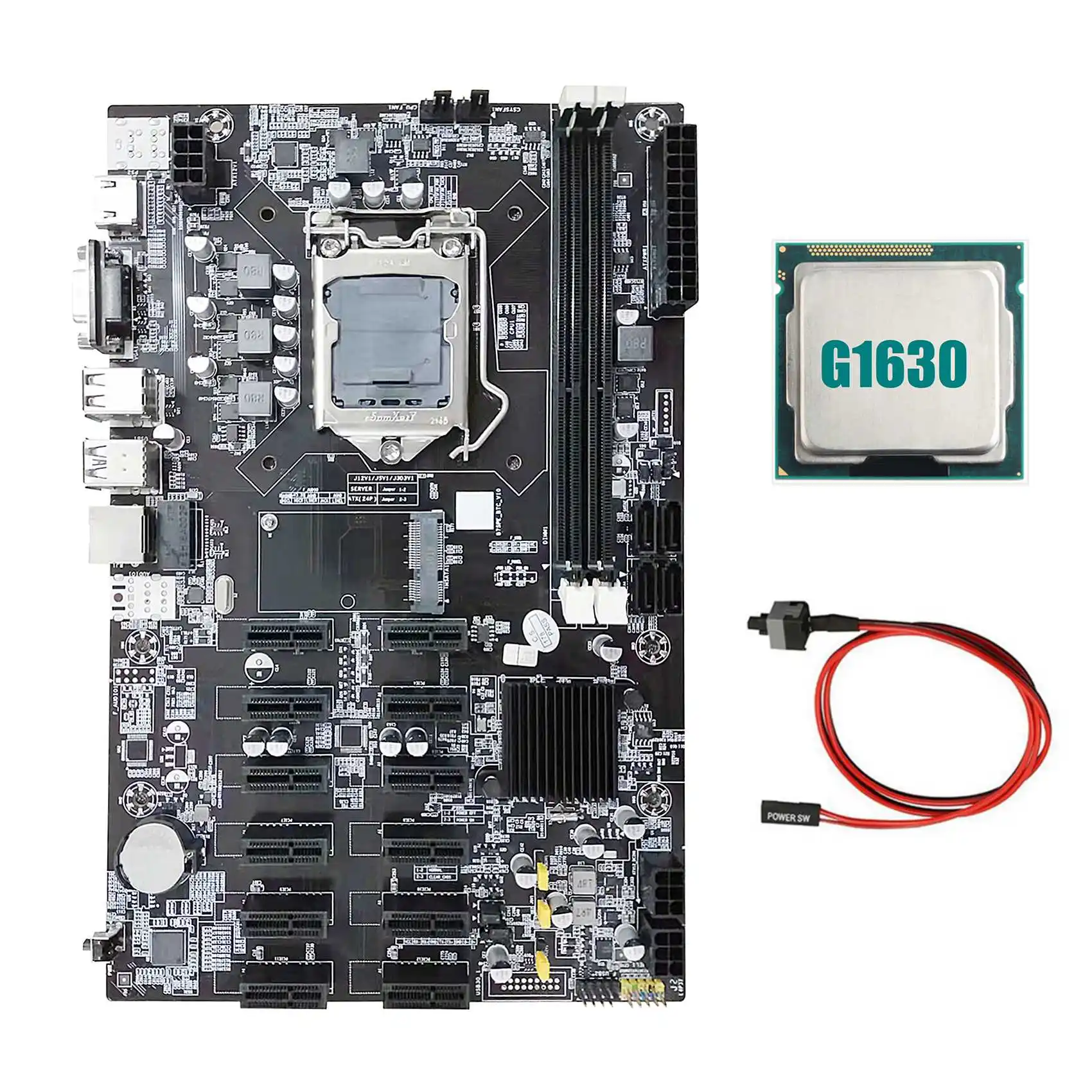 B75 12 PCIE ETH Mining Motherboard+G1630 CPU+Switch Cable LGA1155 MSATA USB3.0 SATA3.0 DDR3 B75 BTC Miner Motherboard