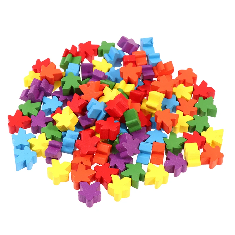 

100PCS Wooden Meeples 16mm Extra Board Game Bits Pawns Pieces Bulk Replacement Tabletop Gaming Components Humanoid Chess Pieces