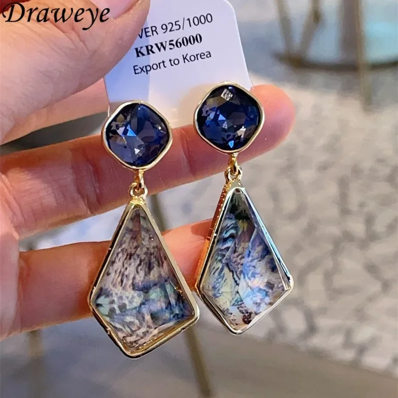 Женские геометрические серьги Draweye с леопардовым принтом винтажные корейские