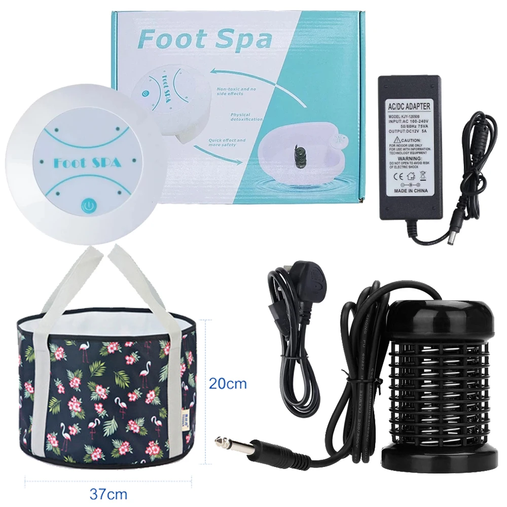 Electric FootBath Detox Ionic Cleanse with Collapsible Bag Whirlpool Care Arrays Aqua Therapy Foot Spa Bath Massager Machines