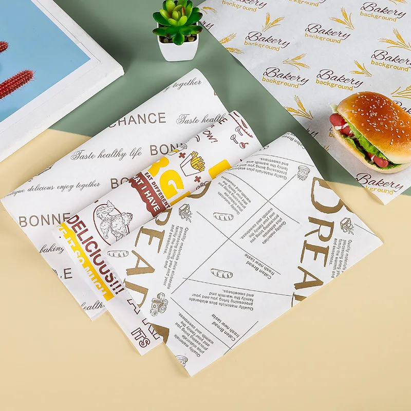 

100 Sheets Oil-Proof Wax Paper Food Wrapper Paper Bread Sandwich Burger Fries Wrapping Baking Tools Fast Food Bread Oilpaper