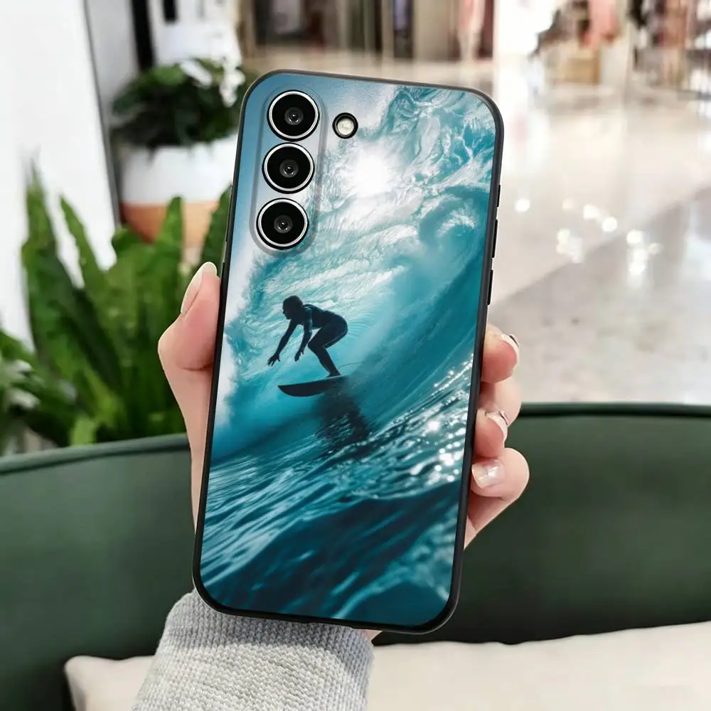 Фото Мягкий черный чехол для телефона S-Surf Beach R-Rips C-Curls для Samsung Galaxy A 73,72,51,53,52,71,22,5G,Note,J7,8,9 №5