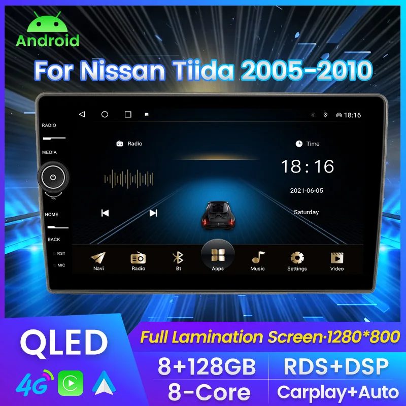 

Android Auto QLED Screen Carplay Car Radio for Nissan Tiida 2005-2010 Multimedia Video Player GPS Navigation Intelligent System