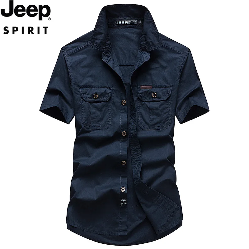 Мужская хлопковая рубашка с коротким рукавом JEEP SPIRIT Повседневная Уличная и