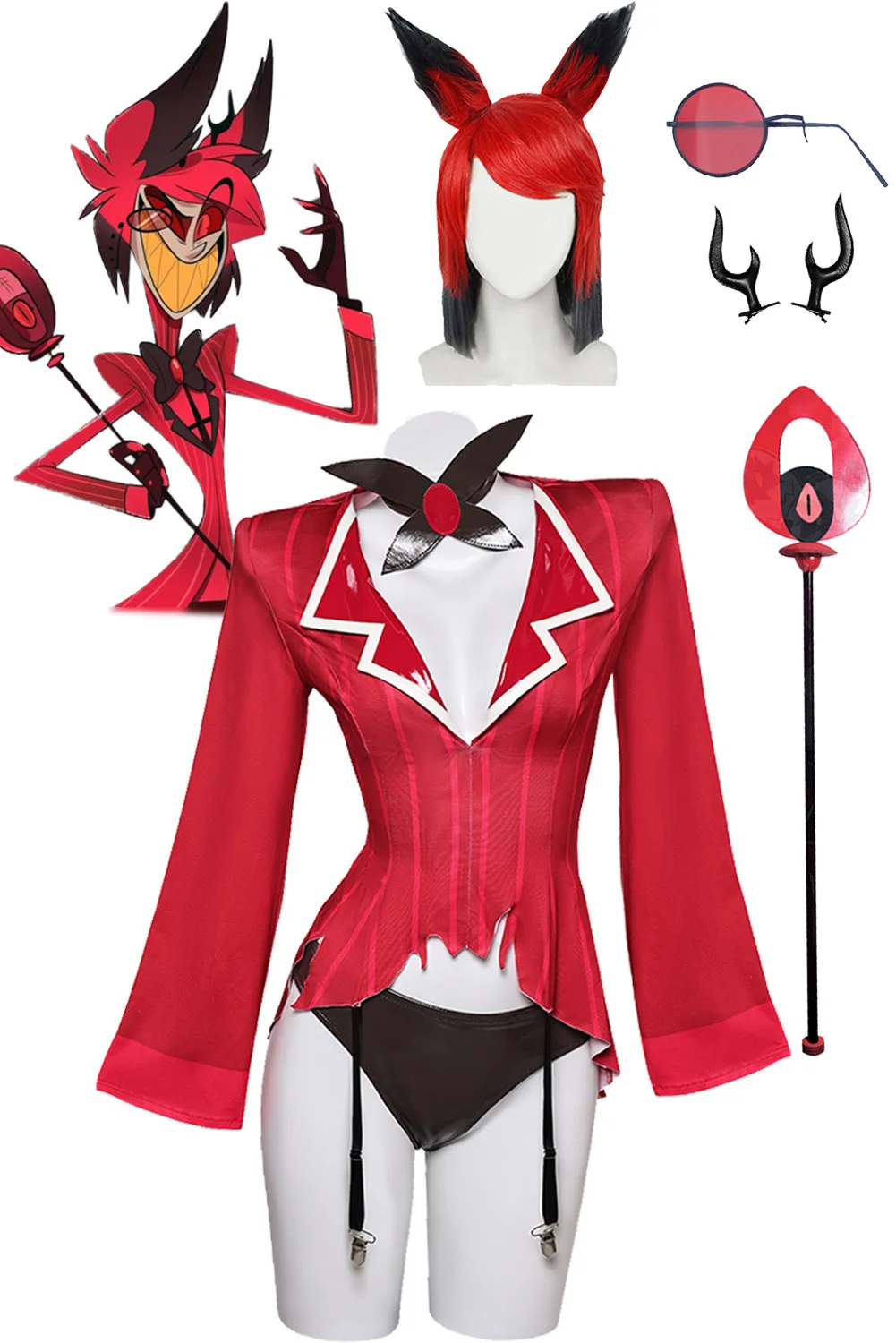 Alastor женские костюмы для косплея аниме мультфильм костюм отеля сексуальное