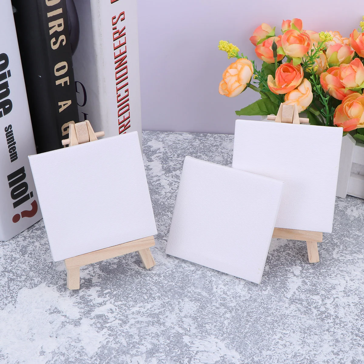 

10PCS Mini Canvas Panel Wooden Easel Sketchpad Settings for Painting Craft Drawing Decoration Gift and Kids'Learning Easels to