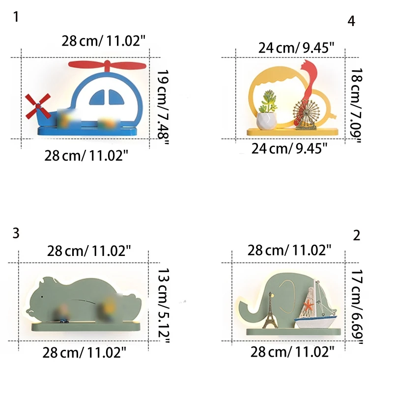 Мультяшный настенный светильник с плавающей полкой держатель для хранения милый