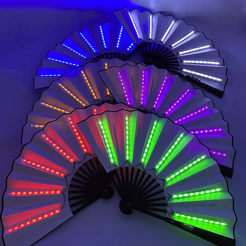 

Glow Folding LED Fan Dancing Lights Night Show DJ Fluorescent Bar Night Club Party Gifts Halloween Decoration Color Changing Fan