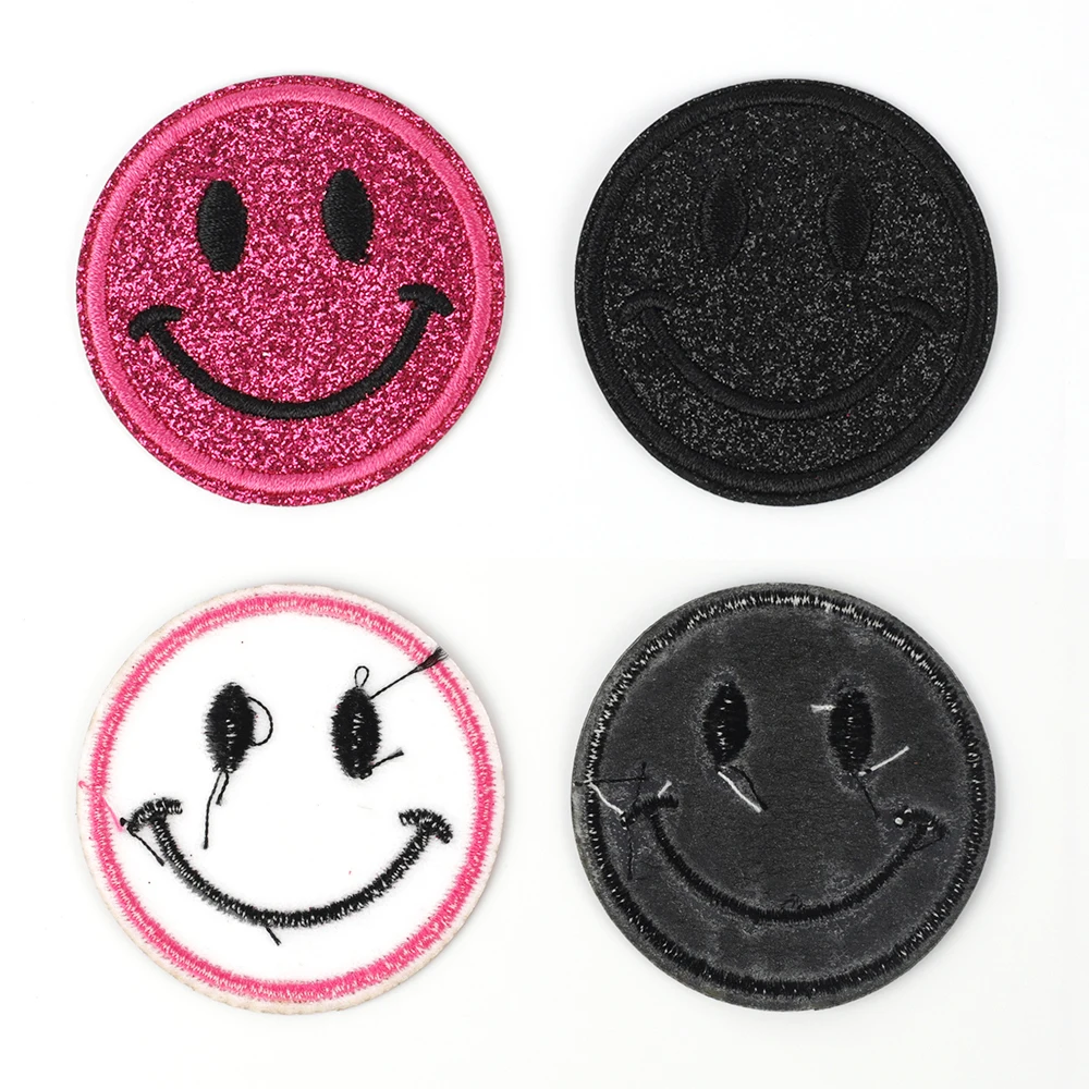 

Круглые вышитые нашивки с улыбкой, 5 шт., наклейки для рукоделия, шитье, декоративные аксессуары для глажки одежды
