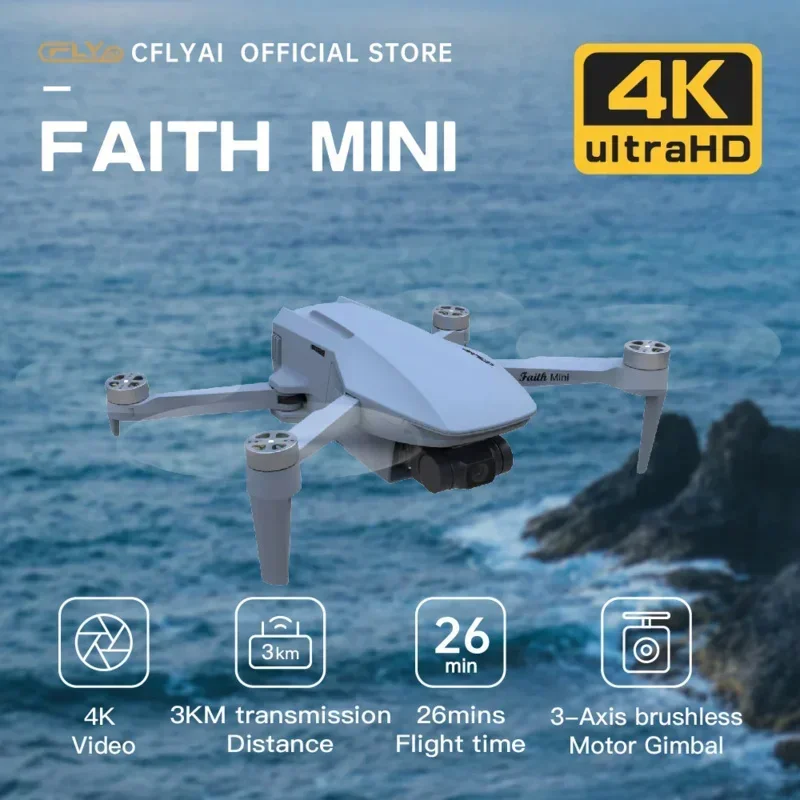 

Квадрокоптер Радиоуправляемый 4K Профессиональный с HD-камерой Faith2 мини Дрон 5GWifi 3-осевой карданный подвес 240G складной бесщеточный двигатель GPS Дрон